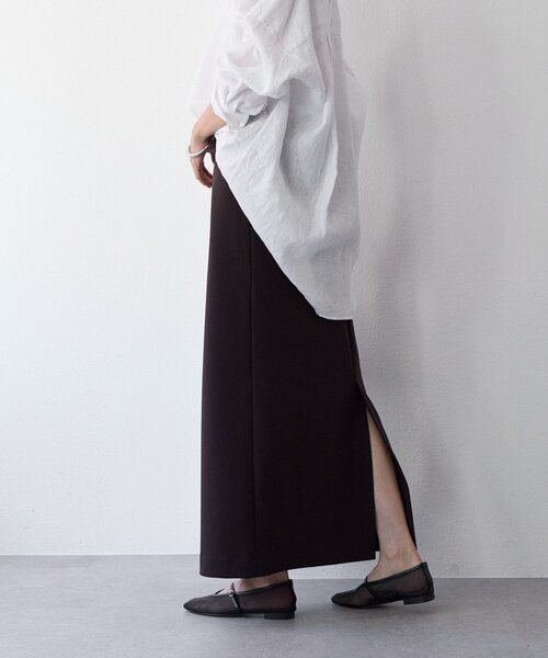 スカート 「ストレッチ/総ゴム仕様/シーズンレス」ストレッチダンボールIラインスカートの画像