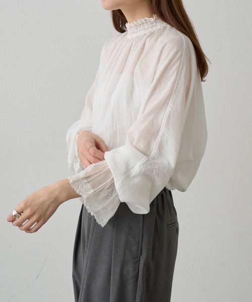 新品未使用タグ付き ピュアルセシン 襟袖レースプチハイネックブラウス ピュアルセシン 襟袖レースプチハイネックブラウス - メルカリ