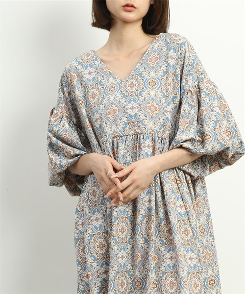 「MAISON DE THERESE」 半袖ワンピース FREE ブルー レディース_画像9