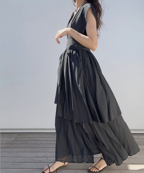 「LAUIR」 半袖ワンピース LARGE アイボリー レディース_画像4