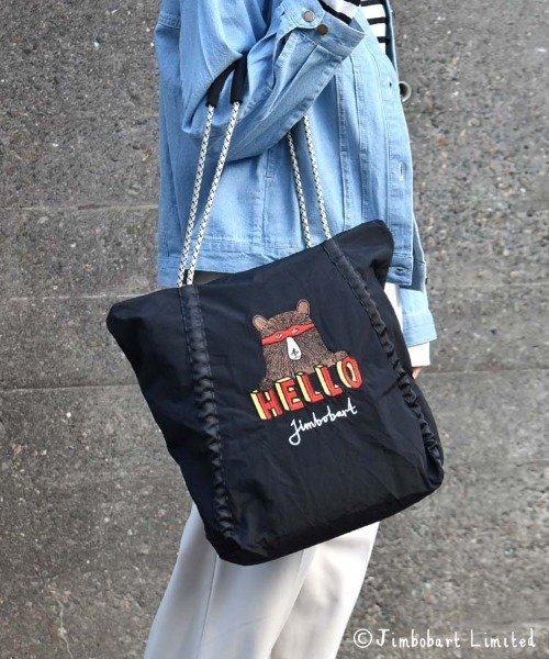 トートバッグ ジムボバートロープ刺繍クシャっとトート レディース