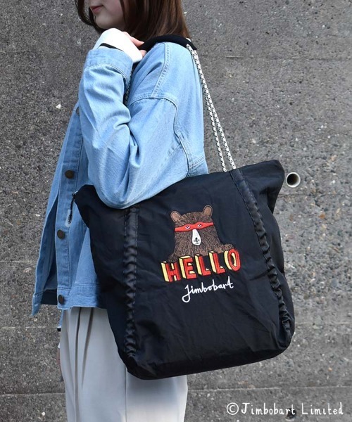 トートバッグ ジムボバートロープ刺繍クシャっとトート レディース
