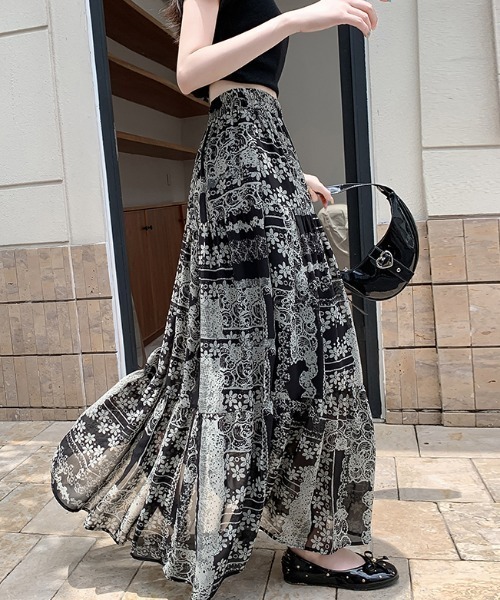 Diosfront スカート 花柄シフォンロングスカート : ZOZOTOWN Yahoo!店