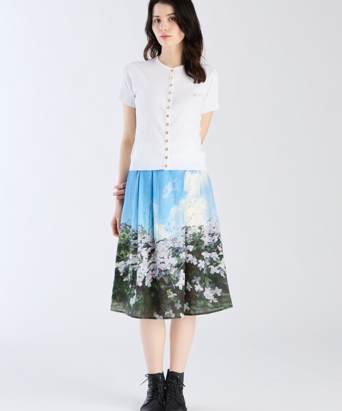 agnes b.　コットンカーディガン(半袖)　白　新品未使用　Sサイズ agnes b.（アニエスベー） カーディガン b.”ロゴ刺繍 コットンニット