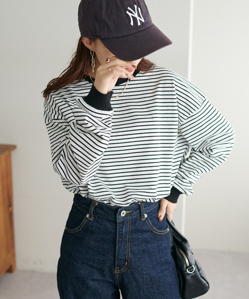 「DISCOAT」 長袖カットソー MEDIUM スカイブルー レディース_画像7