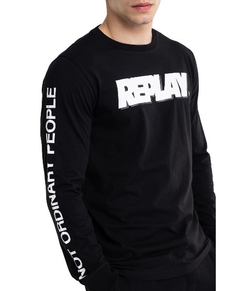 「REPLAY」 長袖Tシャツ MEDIUM 杢グレー メンズ_画像3