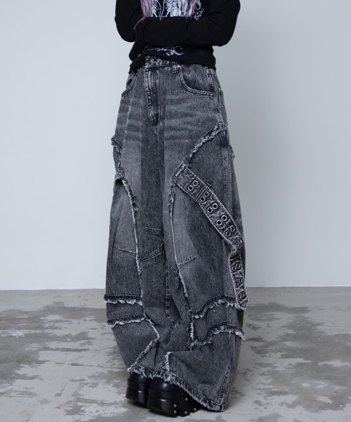 「REFLEM」 デニムパンツ L ブラック レディース_画像4