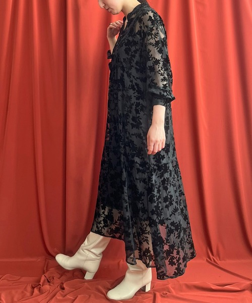 「LHELBIE」 長袖ワンピース M ブラック レディース_画像2