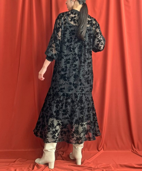 「LHELBIE」 長袖ワンピース M ブラック レディース_画像3