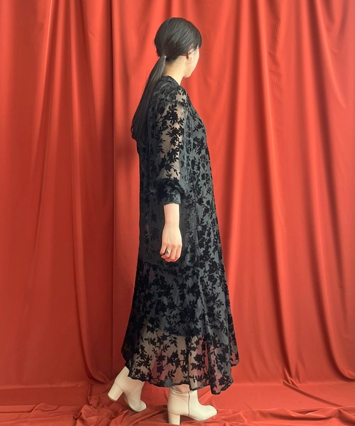 「LHELBIE」 長袖ワンピース M ブラック レディース_画像4