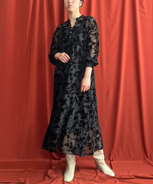 「LHELBIE」 長袖ワンピース M ブラック レディース_画像5