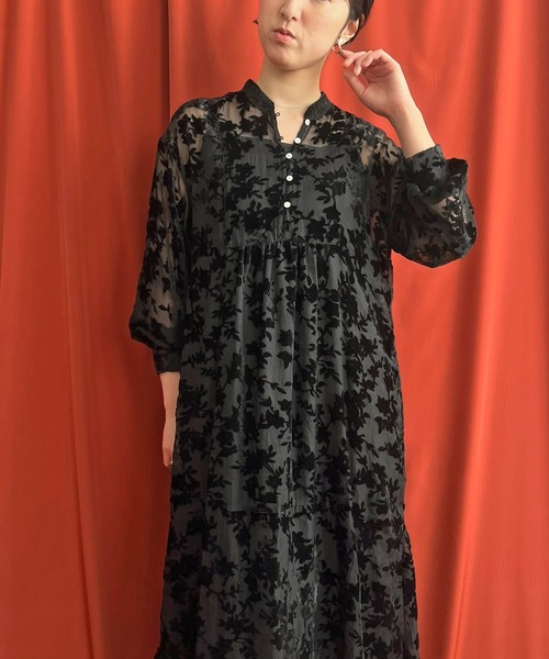 「LHELBIE」 長袖ワンピース M ブラック レディース_画像7