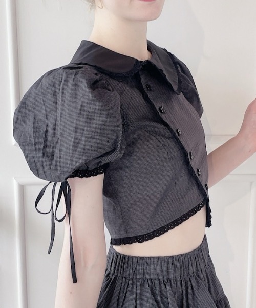 lilLilly（リルリリー） ブラウス シャツ 半袖 アシンメトリーブラウス