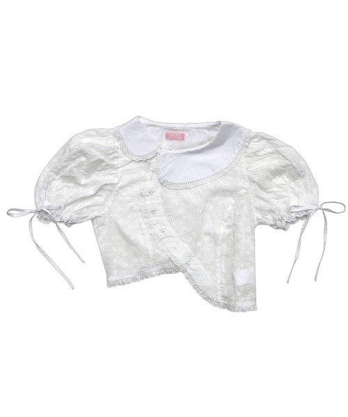 lilLilly S/S アシンメトリーブラウス　ホワイト lilLilly（リルリリー） ブラウス シャツ 半袖 アシンメトリーブラウス