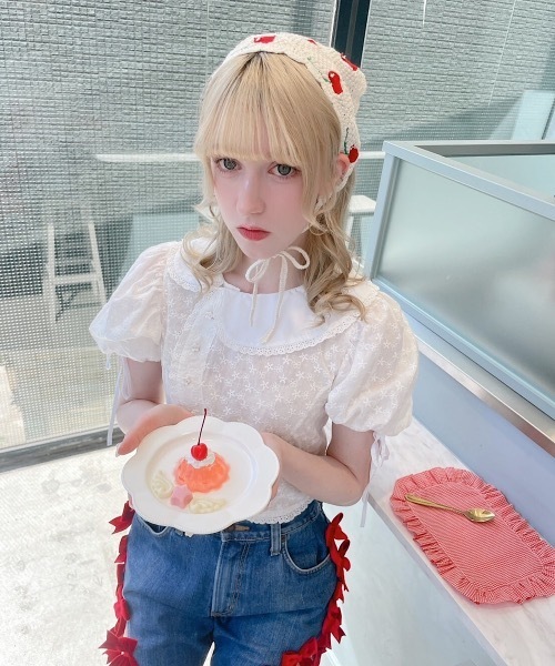 lilLilly S/S アシンメトリーブラウス　ホワイト lilLilly（リルリリー） ブラウス シャツ 半袖 アシンメトリーブラウス