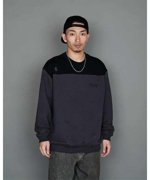 「CALEE」 スウェットカットソー MEDIUM ネイビー メンズ_画像8