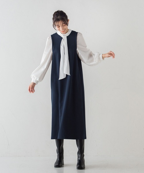 「Droite lautreamont」 長袖ワンピース 1 ネイビー レディース_画像8