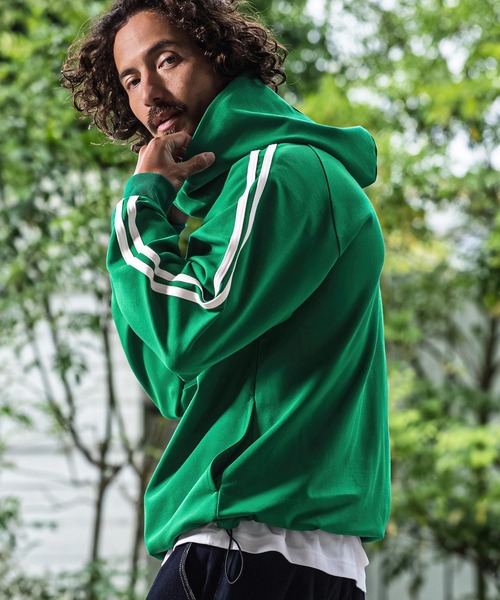 【RAB】フード付きパーカー(緑) CAMBIO（カンビオ） パーカー mpa4156-Ponte Jersey Side Line 2B