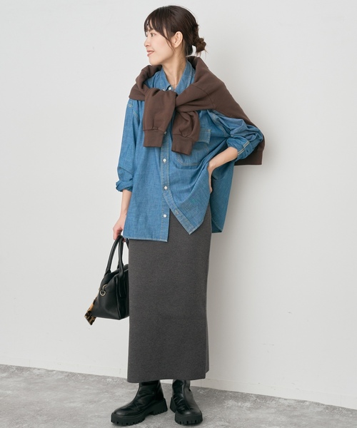 「Spick & Span」 ニットスカート 38 チャコールグレー レディース_画像3