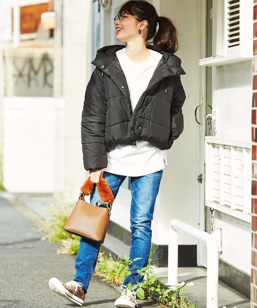   Jeans ショートダウンジャケット黒 rienda マルチWAYショートダウンJK BLK -靴＆ファッション通販