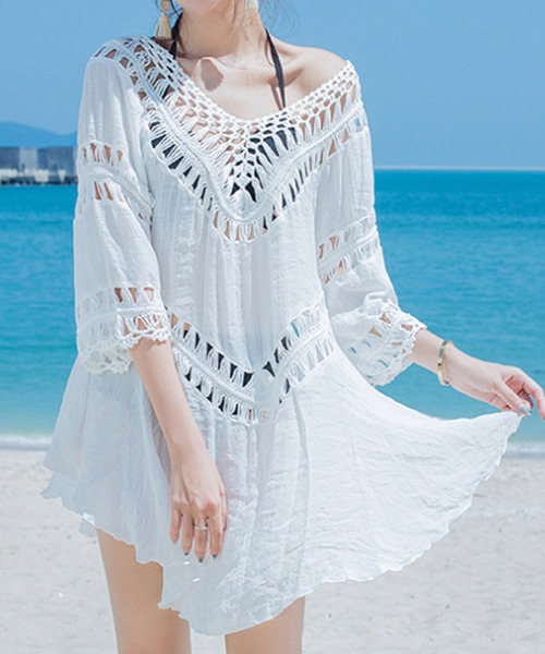 DAY CLOSET ワンピース レディース クロシェ編みヘムスカート風
