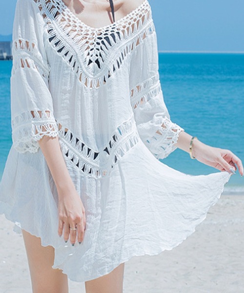 DAY CLOSET ワンピース レディース クロシェ編みヘムスカート風
