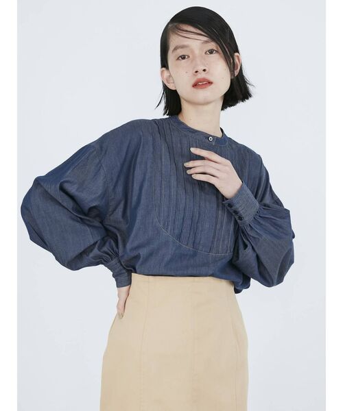 格安正規店 シャツ PayPayモール店 - 通販 - PayPayモール ブラウス ピンタックバンドカラーデニムブラウス ZOZOTOWN 新作登場