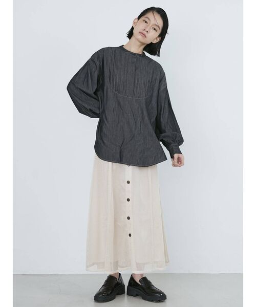 格安正規店 シャツ PayPayモール店 - 通販 - PayPayモール ブラウス ピンタックバンドカラーデニムブラウス ZOZOTOWN 新作登場