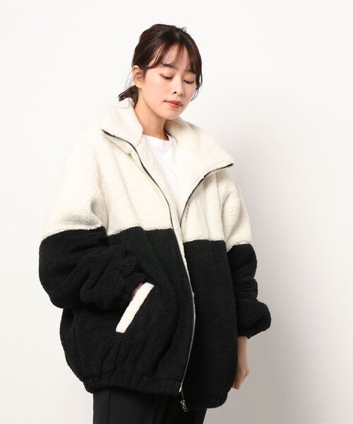 【✝️ 】ジャケット アウター ブラック 美品 THISIS ブルゾン アウター ビッグシルエット ボア スタンドブルゾン