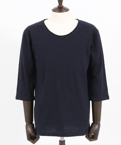 CAMBIO（カンビオ） tシャツ mlt4250- カットオフUネック7分袖スラブ 