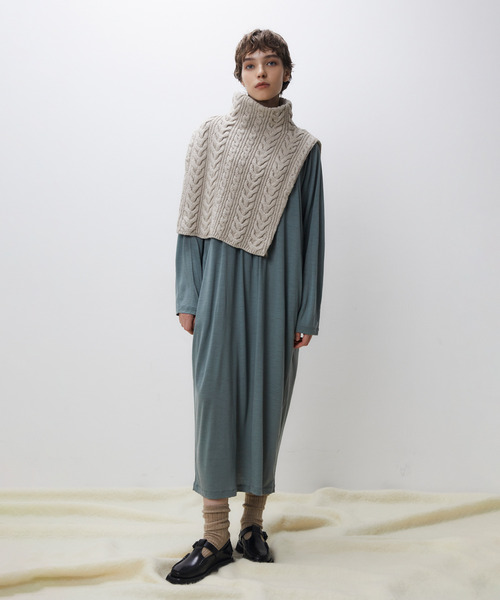 ベスト ジレ unfil アンフィル / cotton ＆ lambs wool cable-knit neck warmer コットン＆ラムウール unfil ベスト ジレ アンフィル / cotton ＆ lambs wool cable