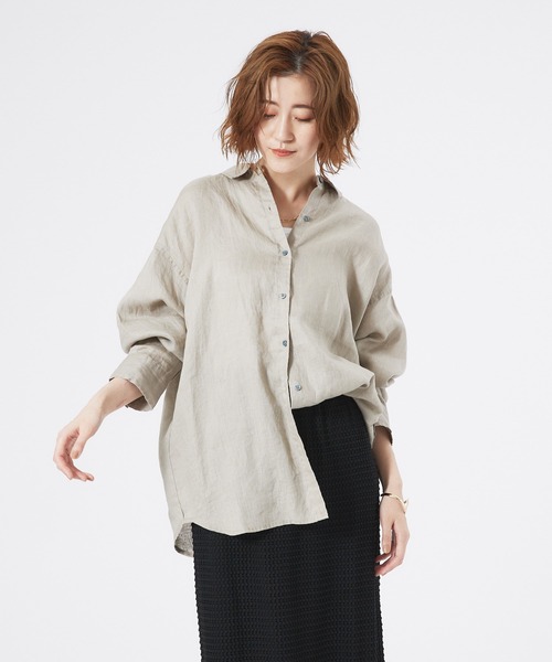 abahouse mavie ブラウス シャツ リネン2WAYカシュクール