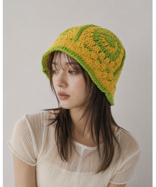 帽子 ハット 「HIKA」かぎ編み柄ニットHAT レディース メンズ