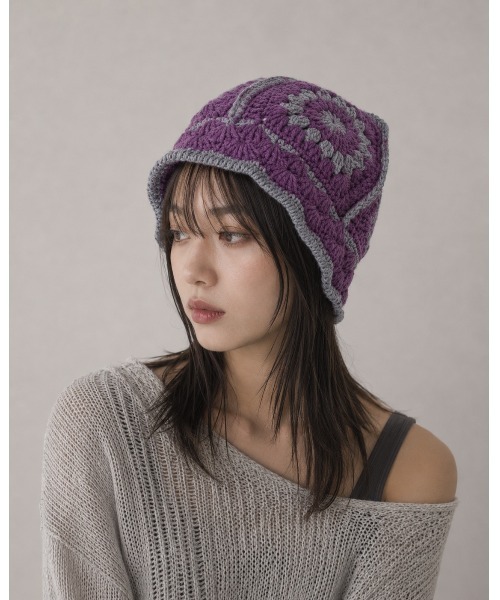 帽子 ハット 「HIKA」かぎ編み柄ニットHAT レディース メンズ