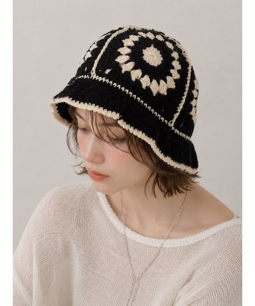 帽子 ハット 「HIKA」かぎ編み柄ニットHAT レディース メンズ