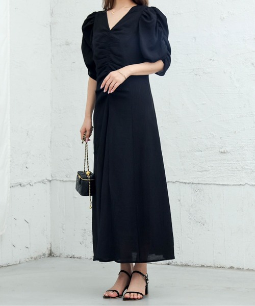 【大人気】SANDRO プリーツ入り ギャザーワンピース ◇ギャザーワンピース（0773240801） | human woman