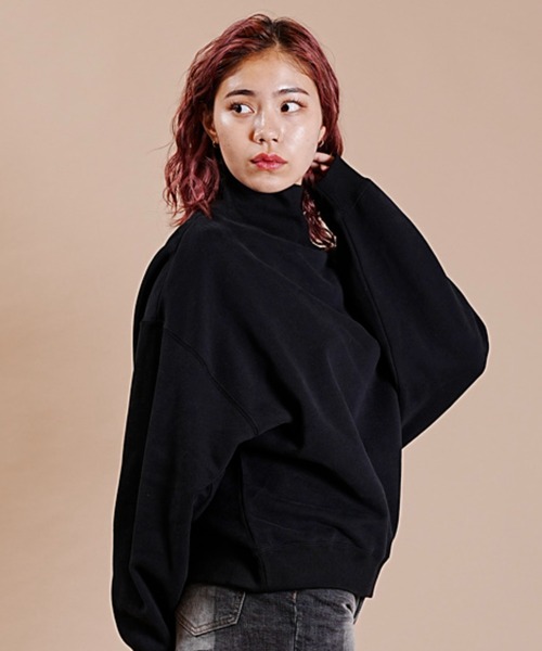 RVCA/ルーカ レディース トレーナー スウェット ハイネック ルーズシルエット ワンポイント BD044-152 RVCA/ルーカ レディース トレーナー スウェット ハイネック