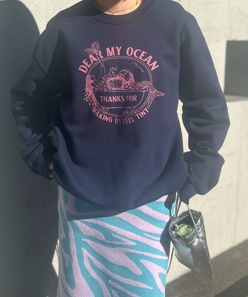 vintage スイミング　裏起毛スウェット mi via loca トレーナー スウェット GILDAN Vintageライク マーメイド
