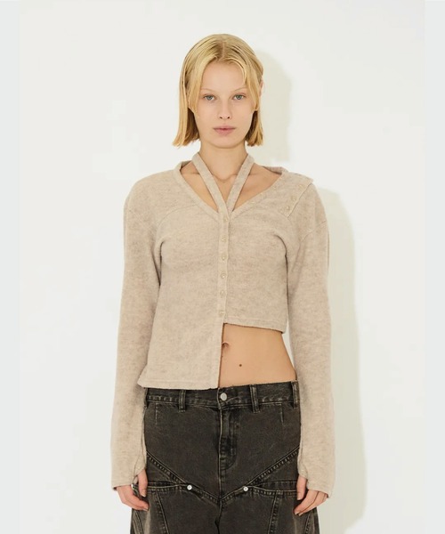 viavanda トップス　ニット VIAVANDA ニット セーター BUTTON HALTER NECK KNIT TOP