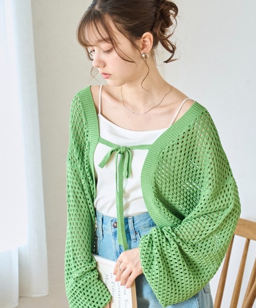 WEGO（ウィゴー） カーディガン WEGO/メッシュリボンボレロ レディース