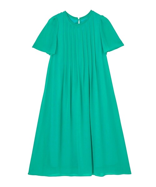 【未使用】ANAYI シルクシフォン ワンピース ブルー系 セール】 シフォンコンビタックワンピース （ロング・マキシ丈