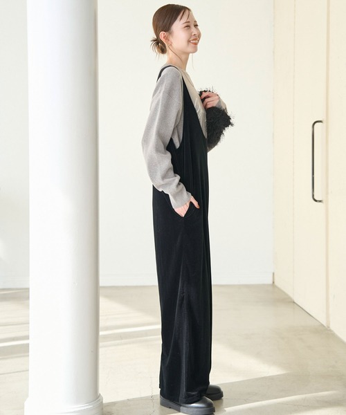 ROPE' PICNIC（ロペ ピクニック） オールインワン ベロアロンパース