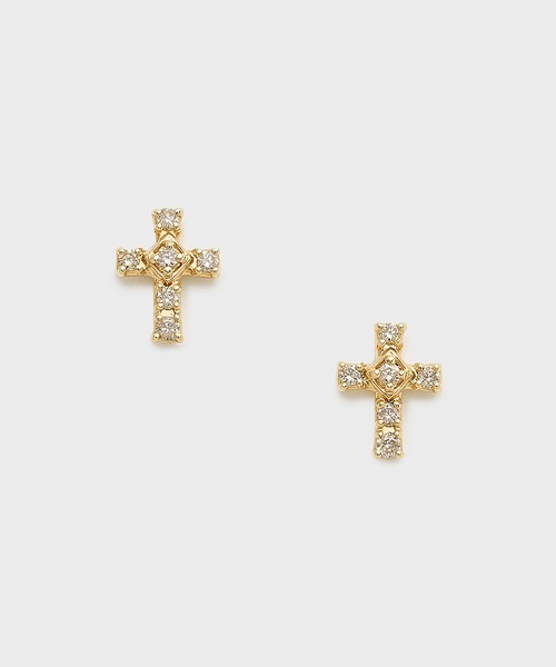 ピアス 「Tiny Motif」K10ダイヤモンドクロスピアス（0.02ct） レディースの画像