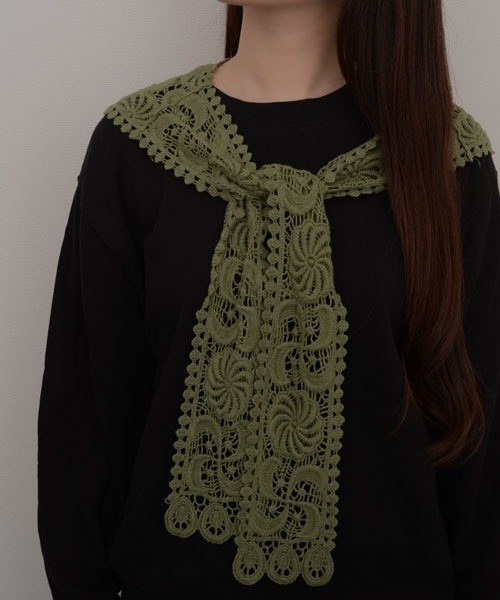 ヴィンテージ　レース　インテリア　ショール 付け襟　繊細 繊細なアンティークレース付け襟 gla-1736の通販｜こよなく