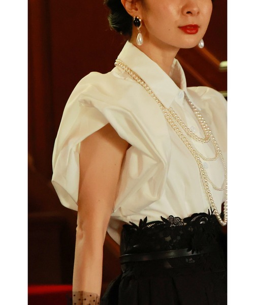 cawaii ブラウス シャツ ふっくら花びらパフスリーブブラウストップス