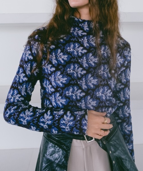 ニット セーター Leaf Jacquard Knit/リーフジャガードニット レディース
