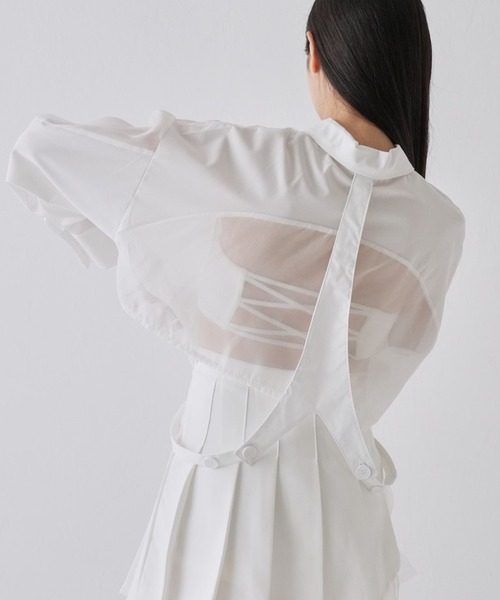 ブラウス シャツ 「ZOZO限定」バックベルト シアーシャツ クロップド レディース
