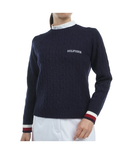 ニット セーター TOMMY HILFIGER GOLF ニット セーター ケ-ブル クル-ネック