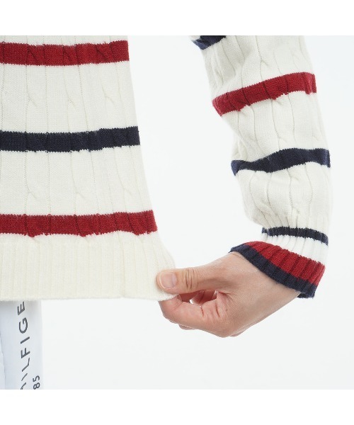 TOMMY HILFIGER GOLF ニット セーター ケ-ブル クル-ネック