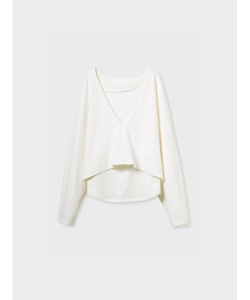 MIESROHE tシャツ 深Vネックレイヤードカットソー レディース